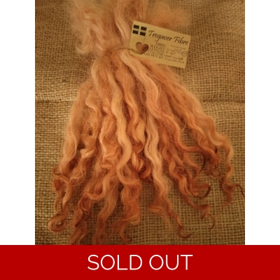 Light ginger wavy wool locks, 28g 14g 7g Devon and Cornwall Longwool
